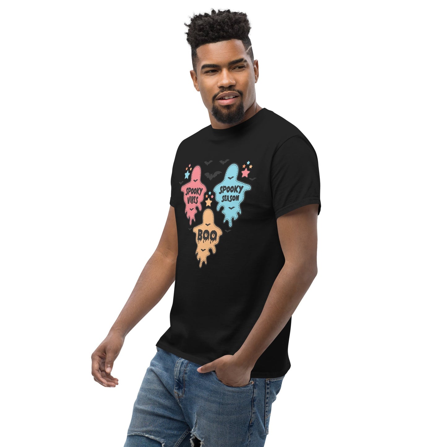 Spooky Season T‑Shirt Ghost Trio Graphic Tee 100% Cotton