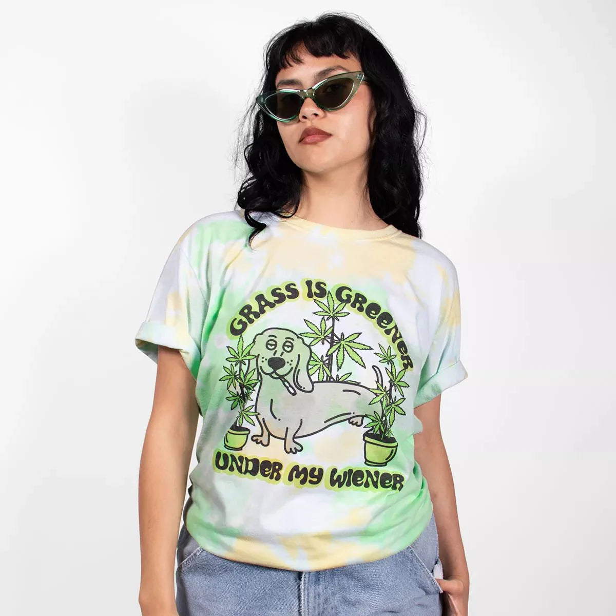 grass is greener under my wiener unisex tee | tie-dye