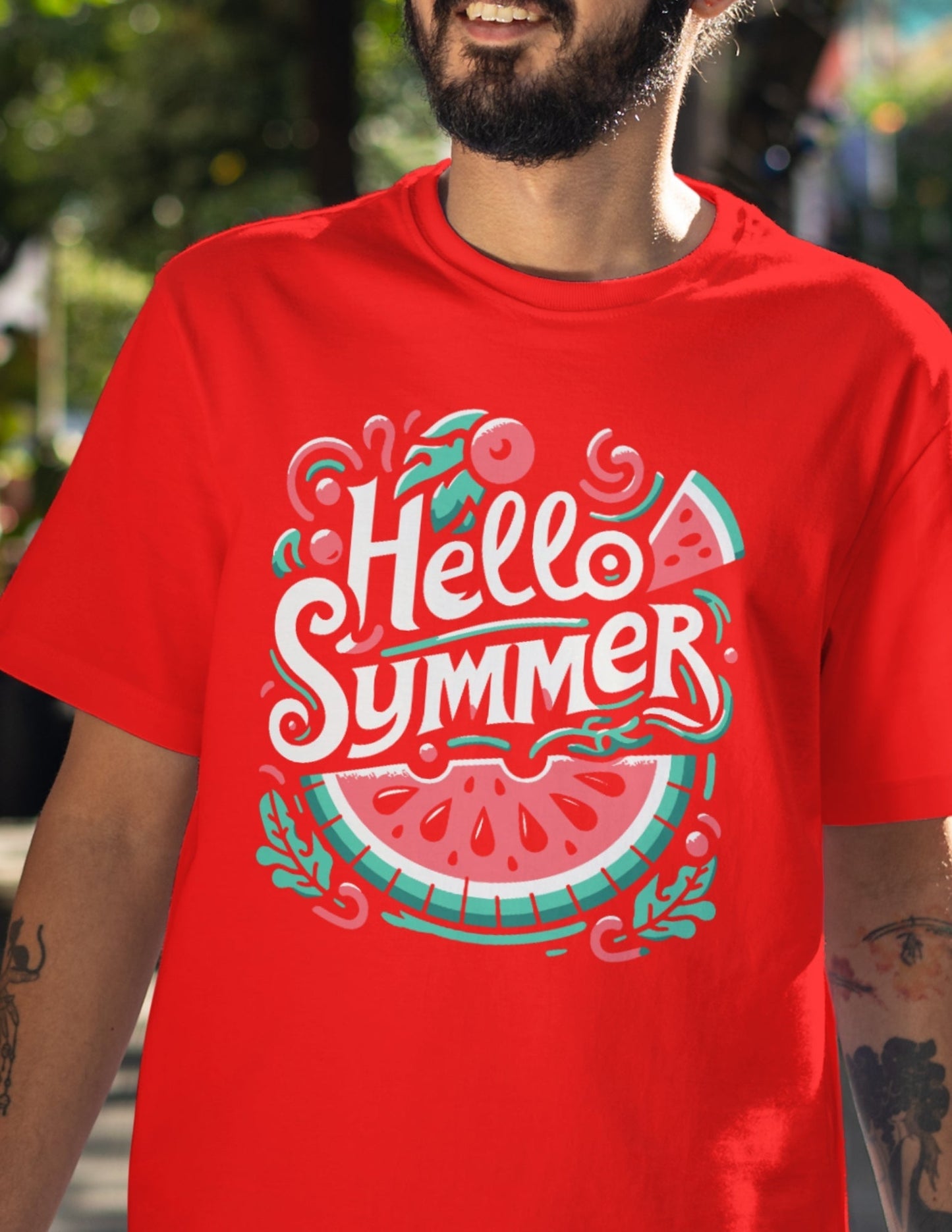 Hello Summer T-Shirt Vibrant Fruit Splash Graphic Tee