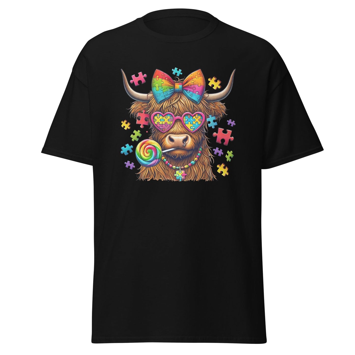 Highland Cow Autism T-Shirt – Unique Autism Awareness Graphic Tee