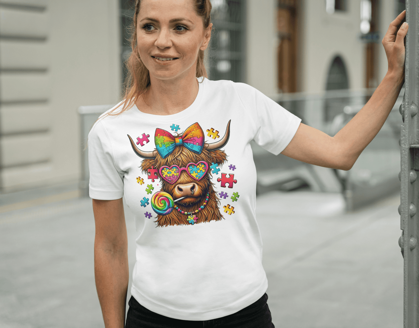 Highland Cow Autism T-Shirt – Unique Autism Awareness Graphic Tee