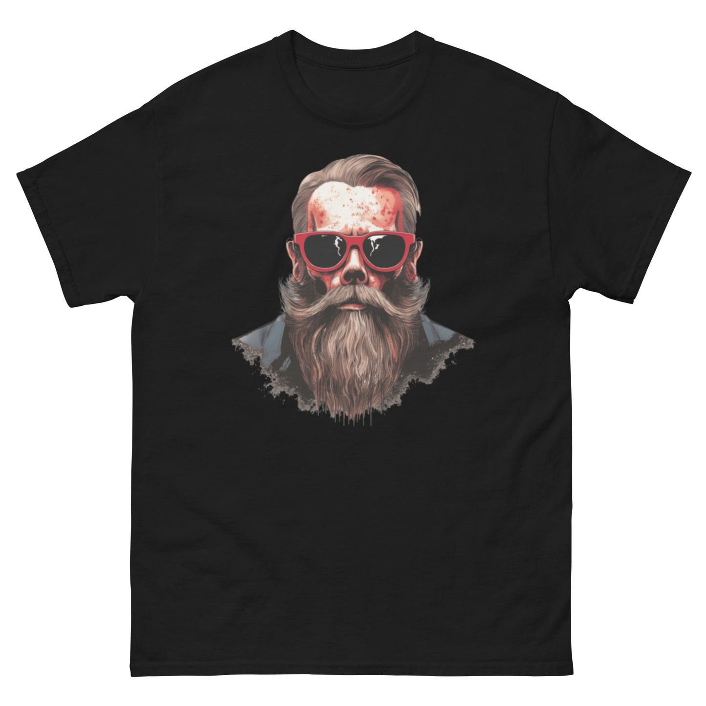 Hipster Skull Men’s T‑Shirt Cool Beard & Glasses Graphic Tee Mens Cotton