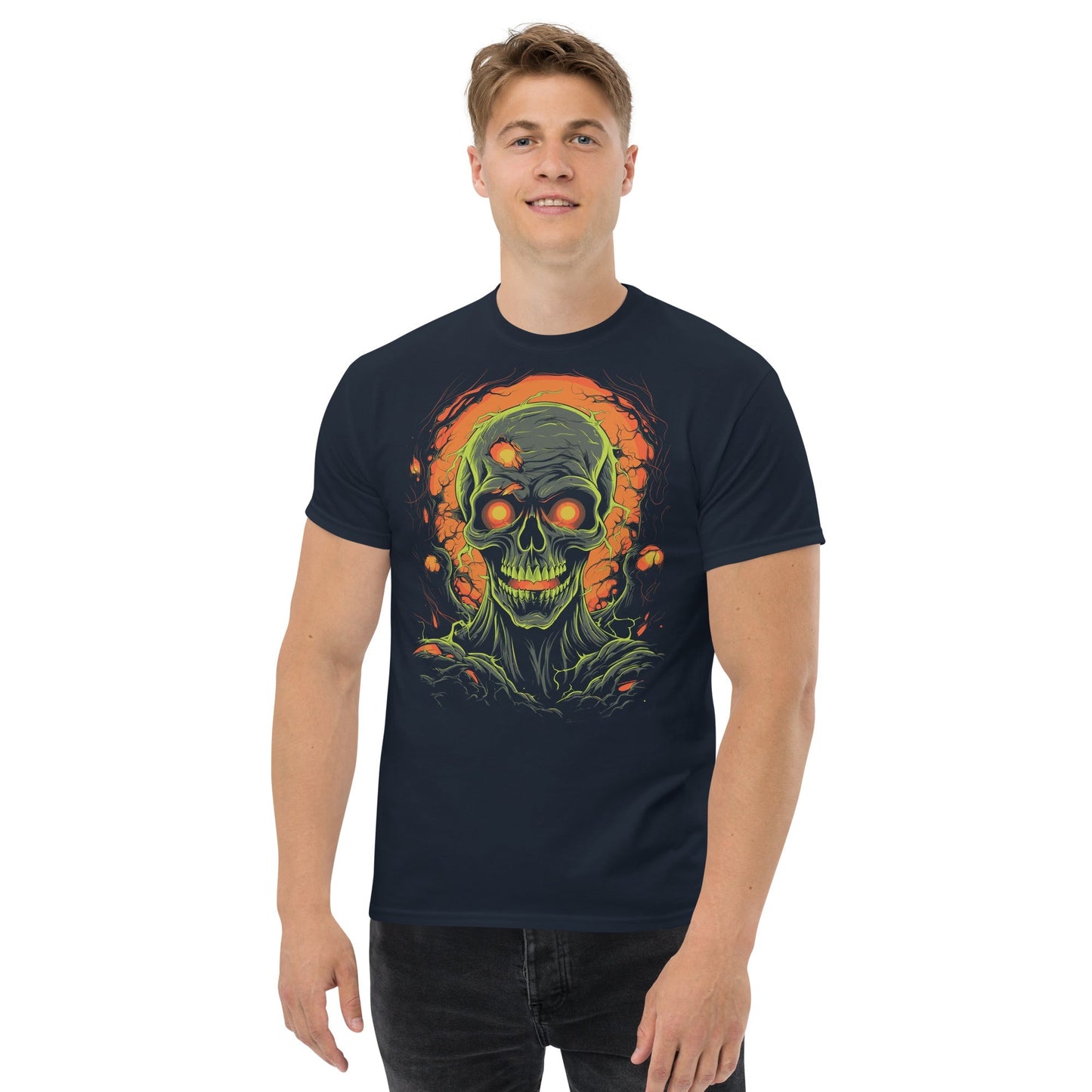 Chilling Horror Skull T‑Shirt Spooky Halloween Skull Graphic Tee Unisex Cotton