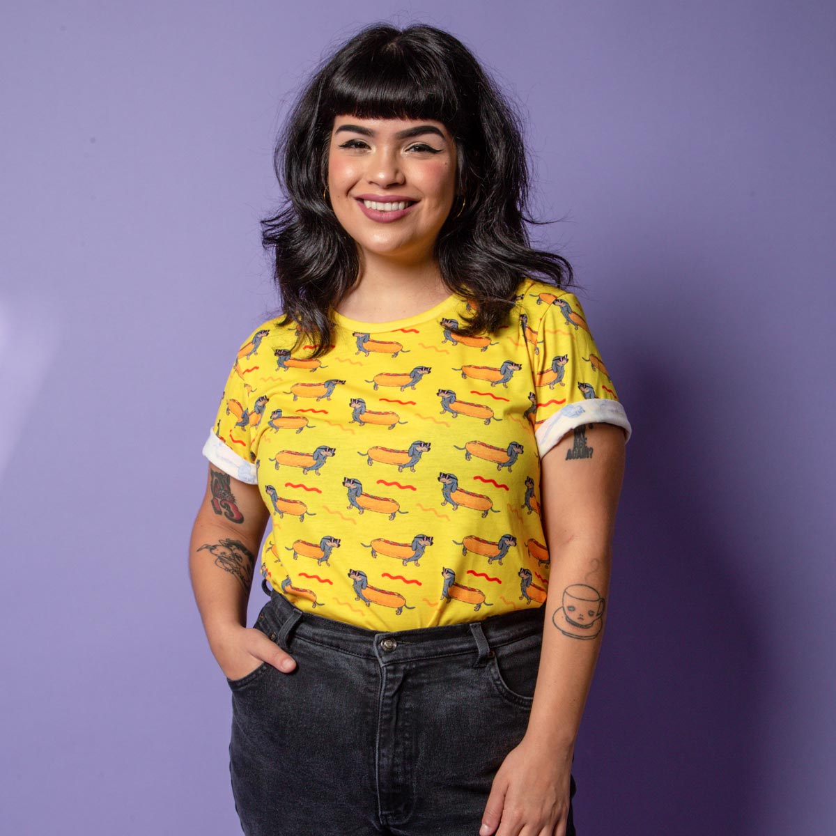 hot dog print unisex tee