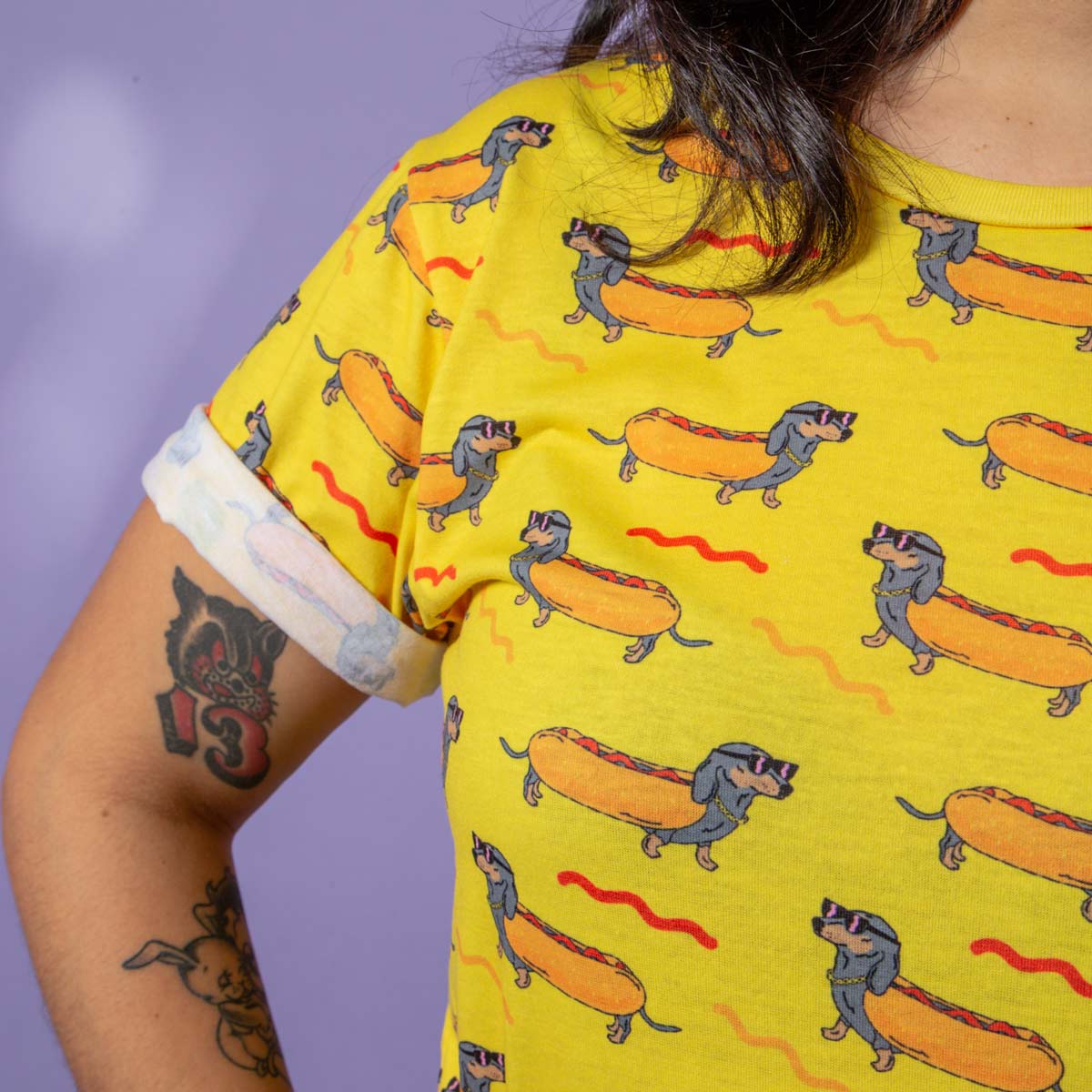 hot dog print unisex tee