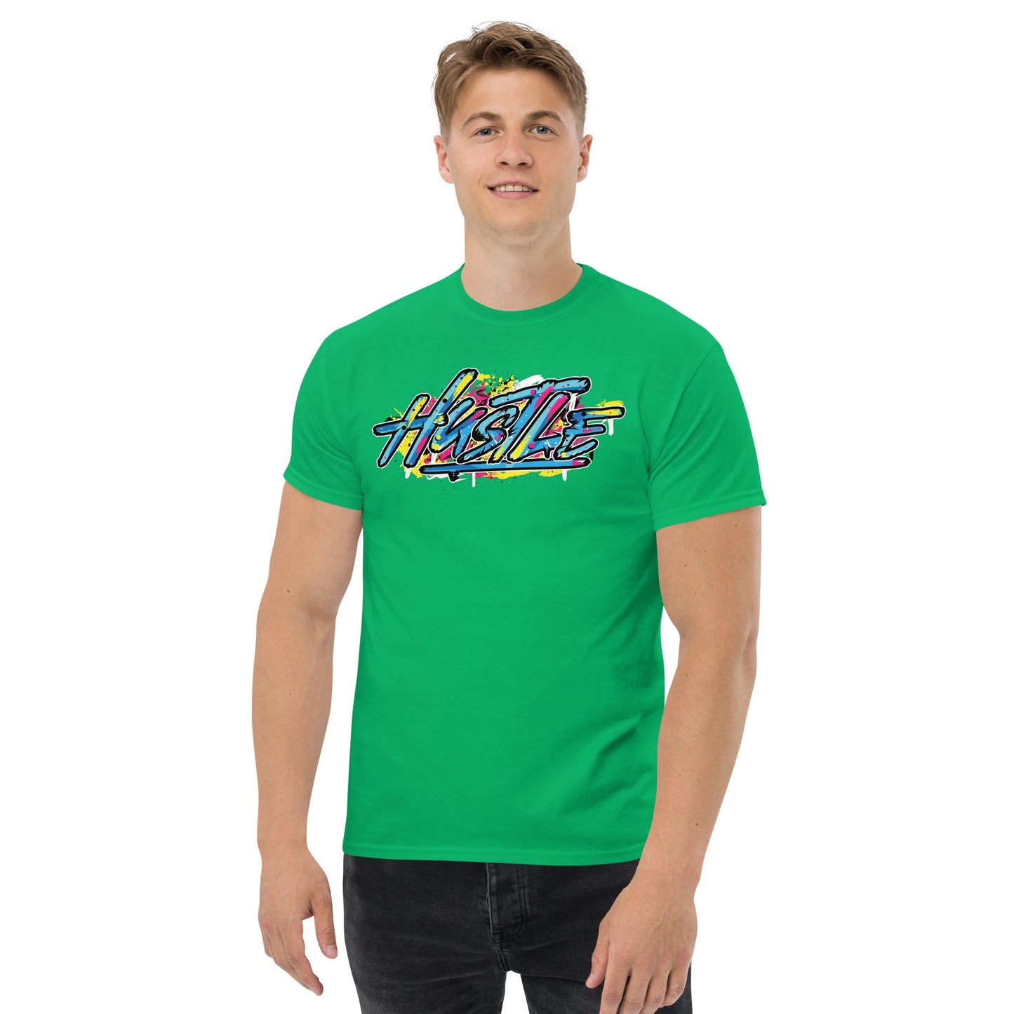 Hustle Men’s T‑Shirt Motivational Streetwear Graphic Cotton Tee
