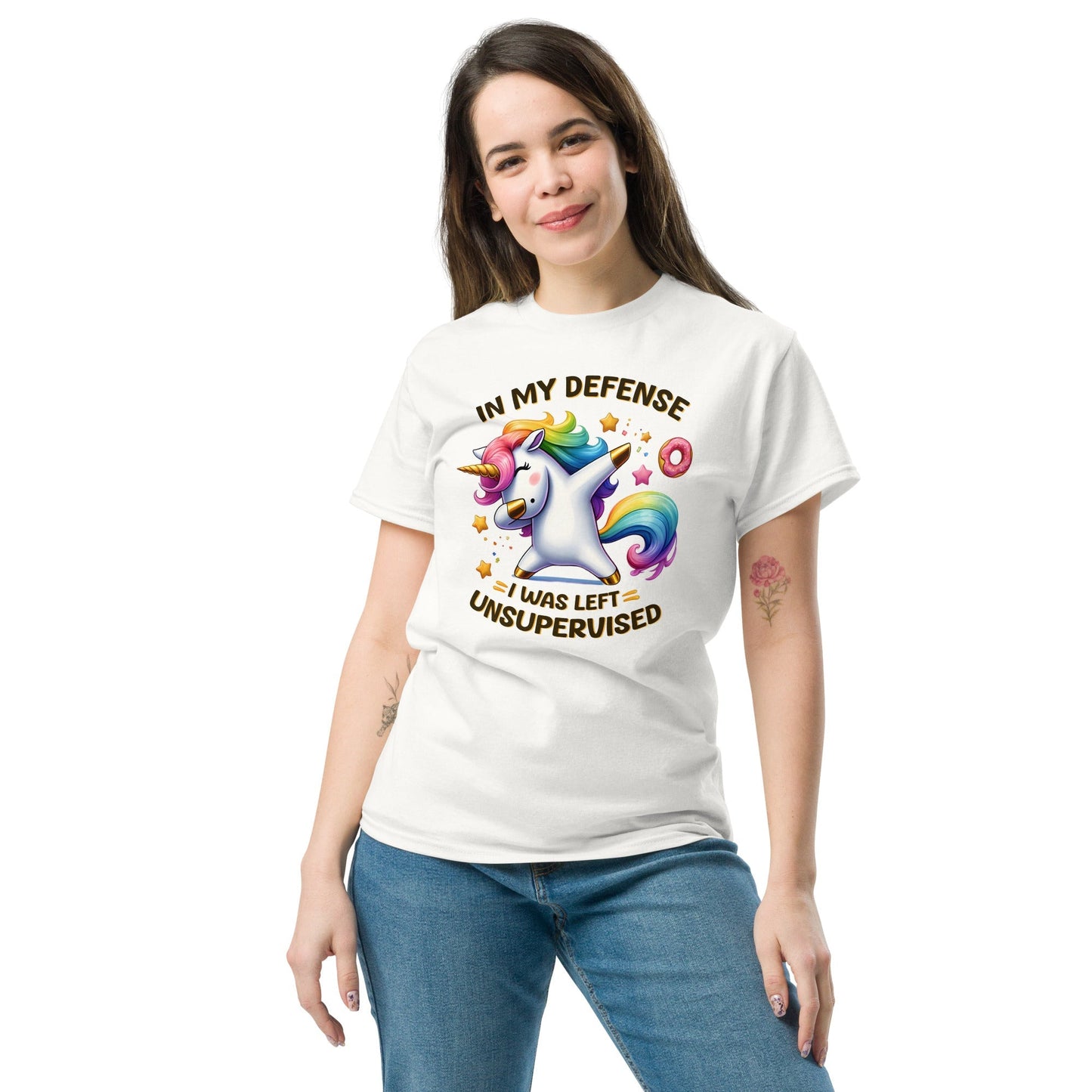 Funny Unicorn Graphic Tee – “In My Defense†Cotton Shirt for Dreamers