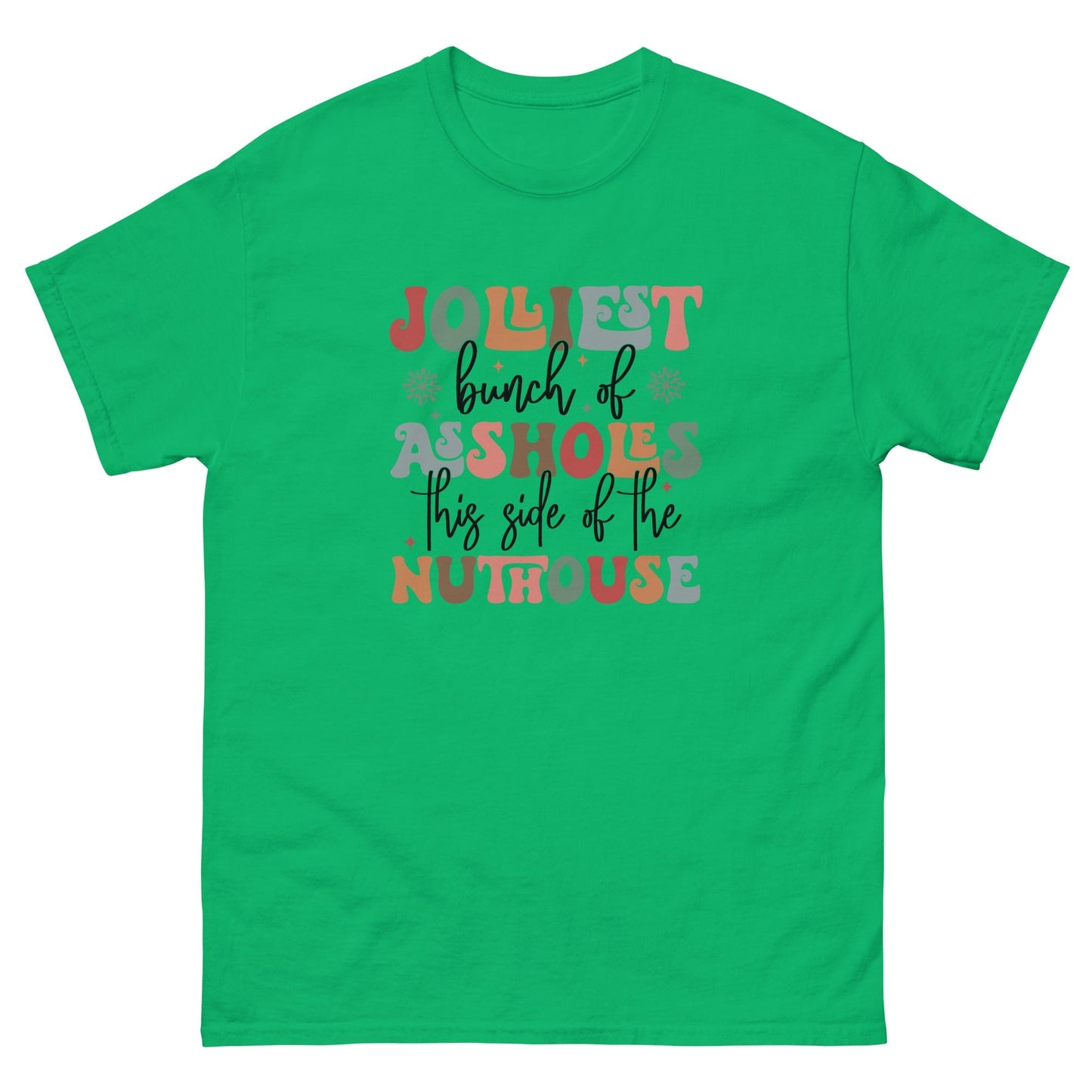 Jolly Christmas T-Shirt Naughty Holiday Quote Graphic Tee 100% Cotton