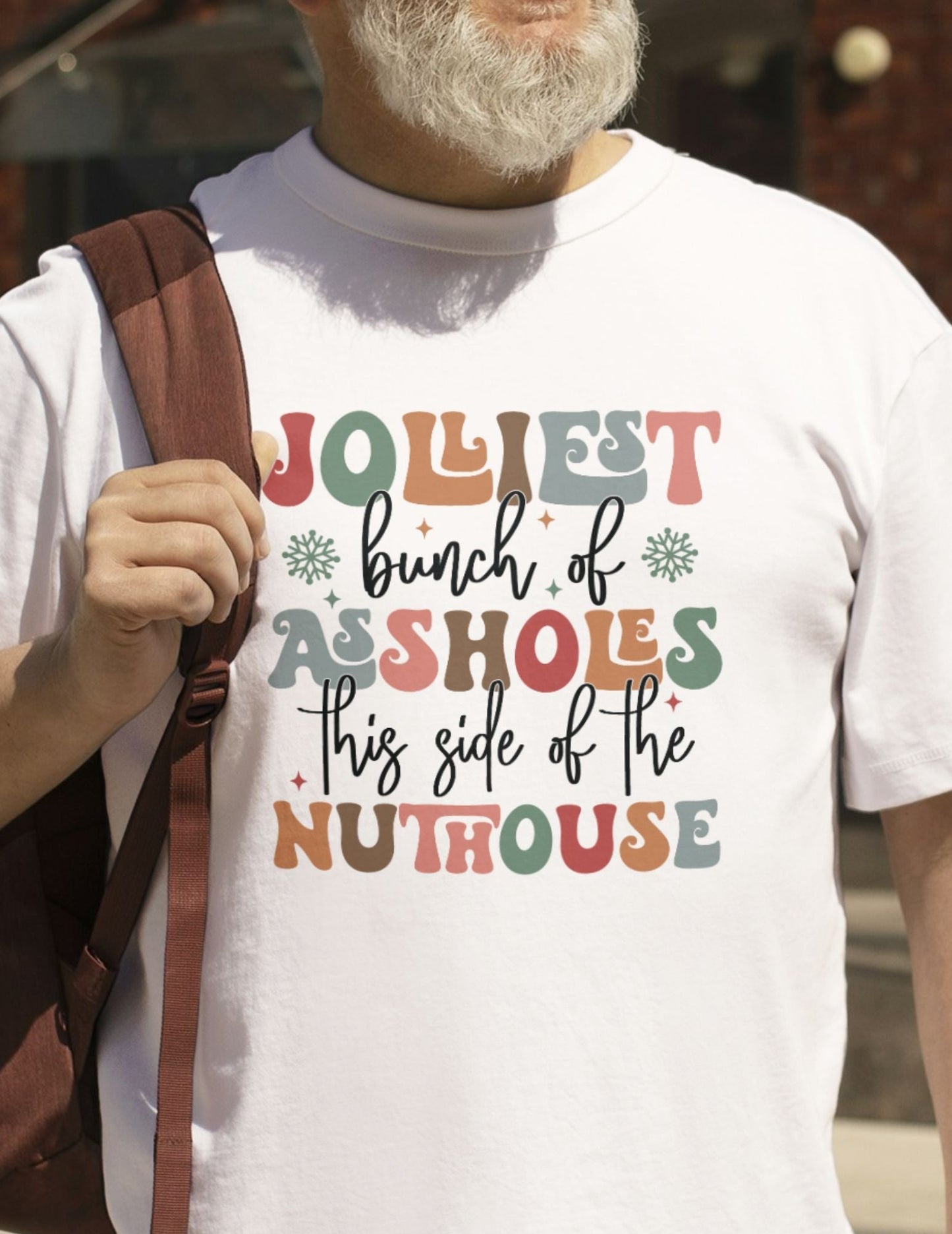 Jolly Christmas T-Shirt Naughty Holiday Quote Graphic Tee 100% Cotton