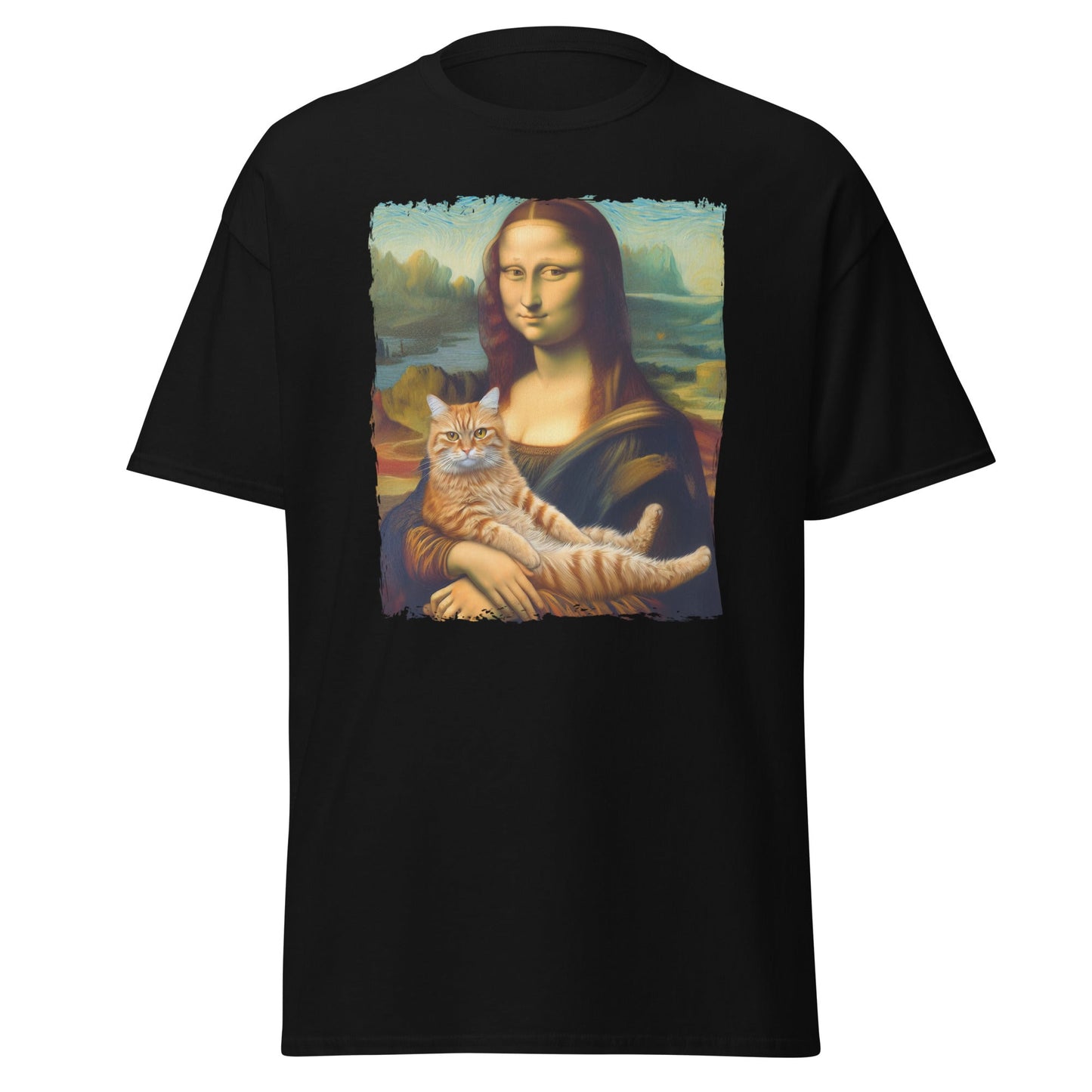 Mona Lisa Cat T‑Shirt – Funny Renaissance Art Parody Graphic Tee