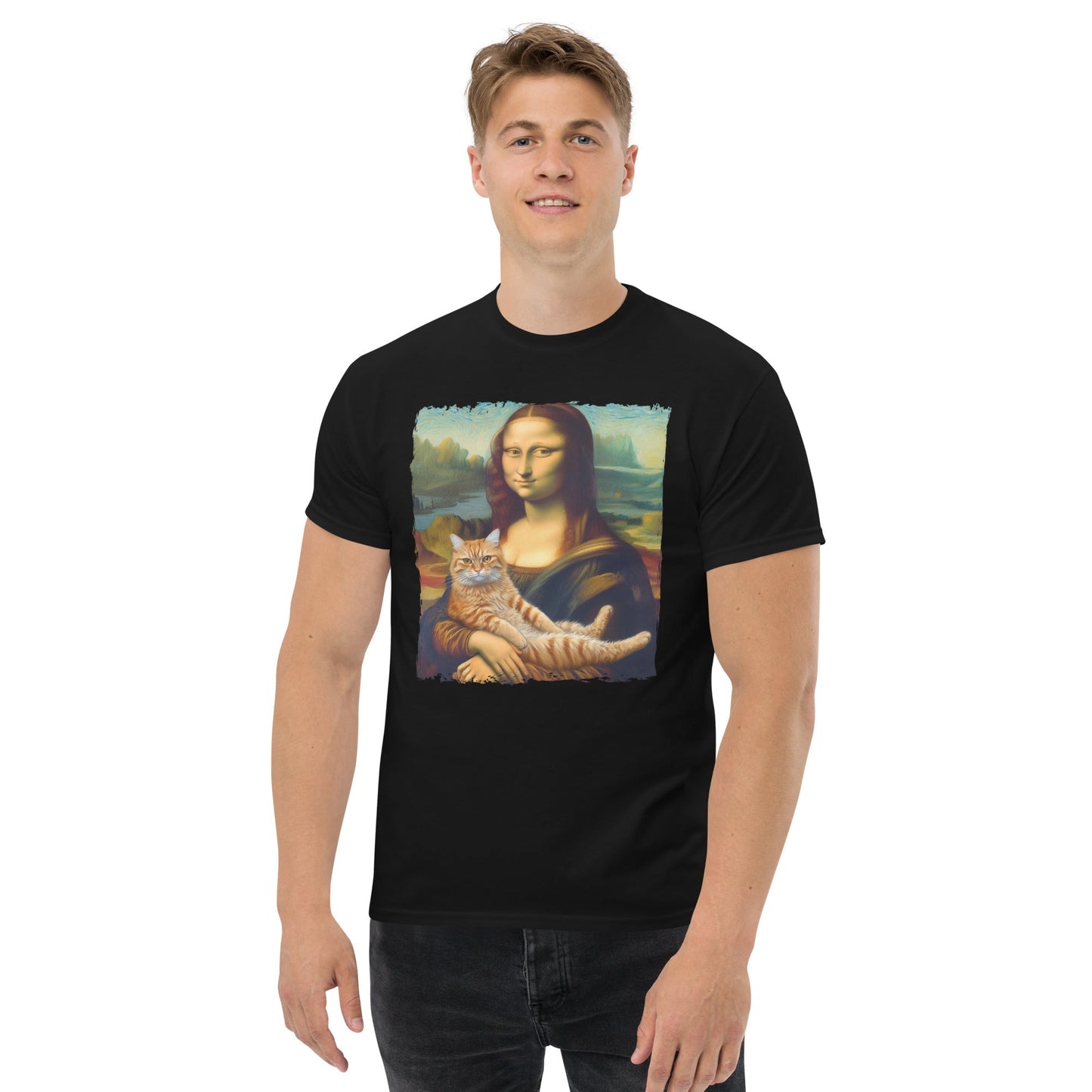 Mona Lisa Cat T‑Shirt – Funny Renaissance Art Parody Graphic Tee