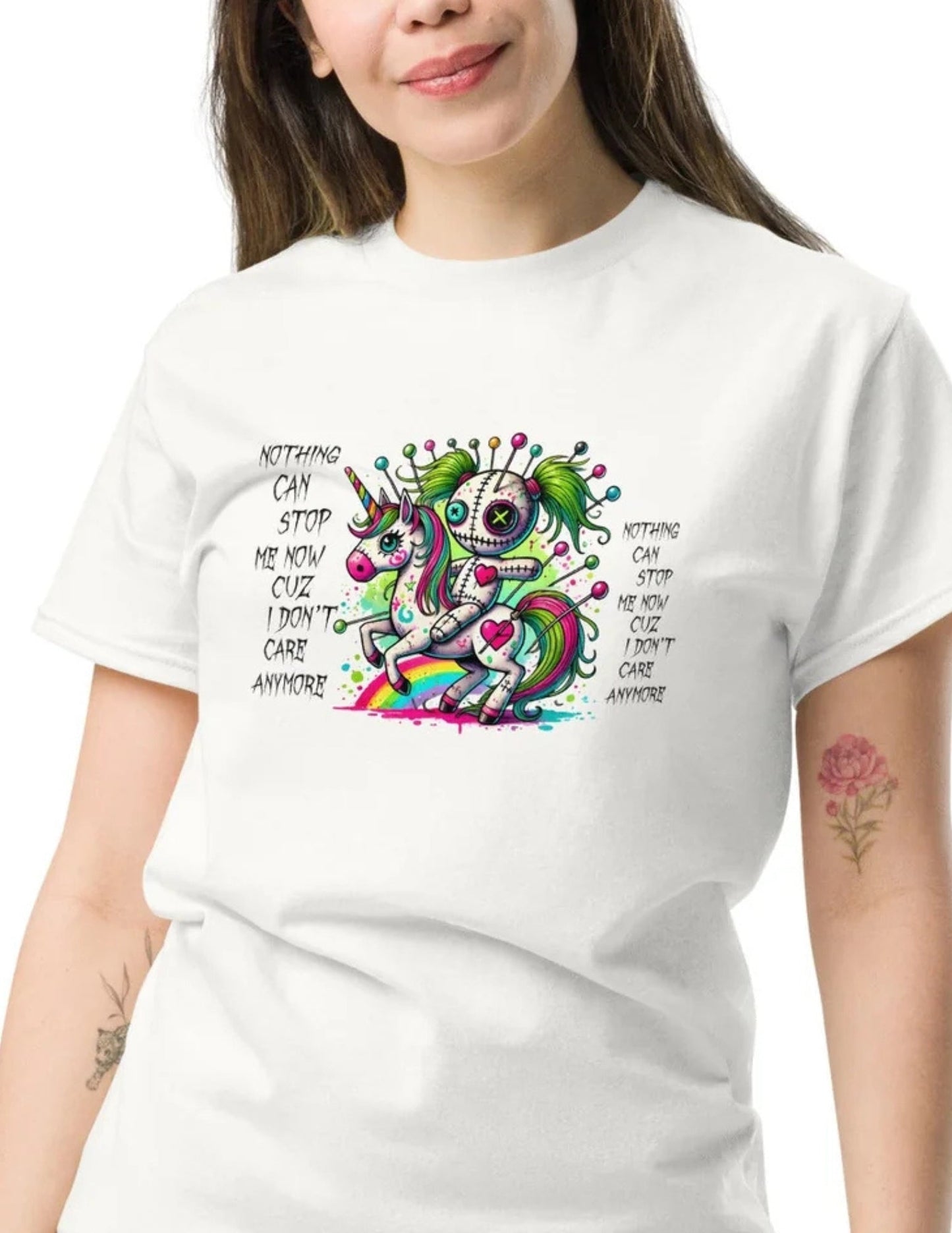 Voodoo Doll Graphic Tee – Inspirational “Nothing Can Stop Me†Statement Shirt