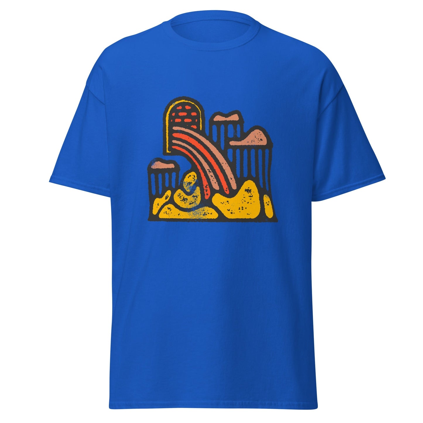 Rainbow Vomit Graphic Tee – Streetwear-Inspired Abstract Design