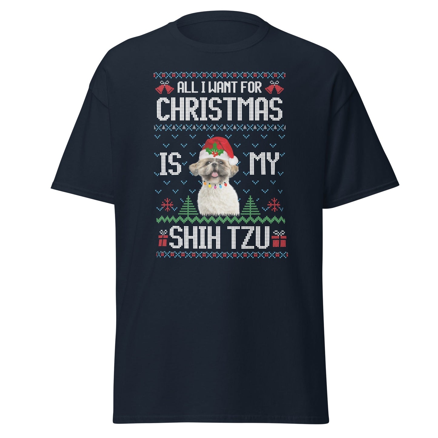 Shih Tzu Christmas T-Shirt – Festive Dog Lover Graphic Cotton Tee