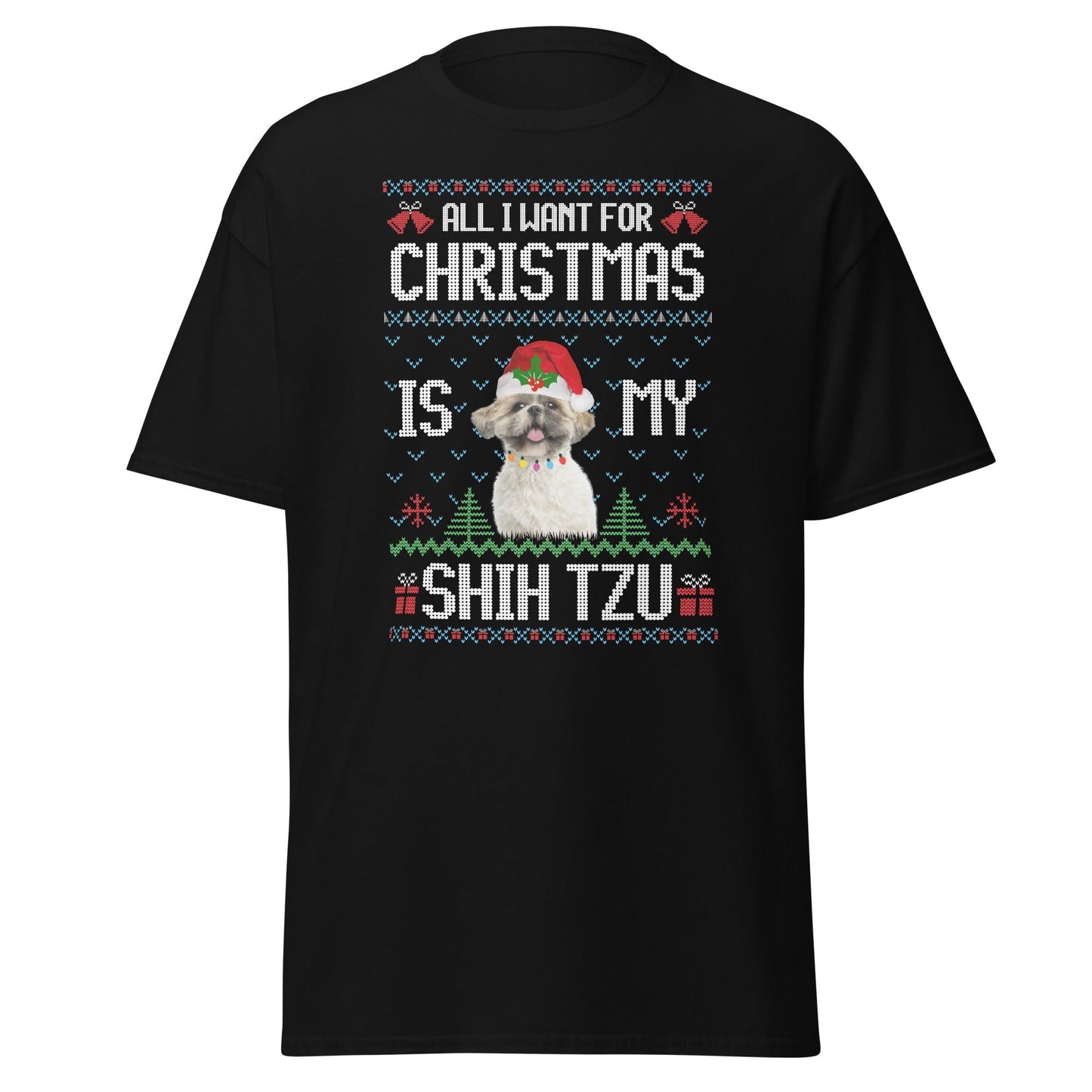 Shih Tzu Christmas T-Shirt – Festive Dog Lover Graphic Cotton Tee