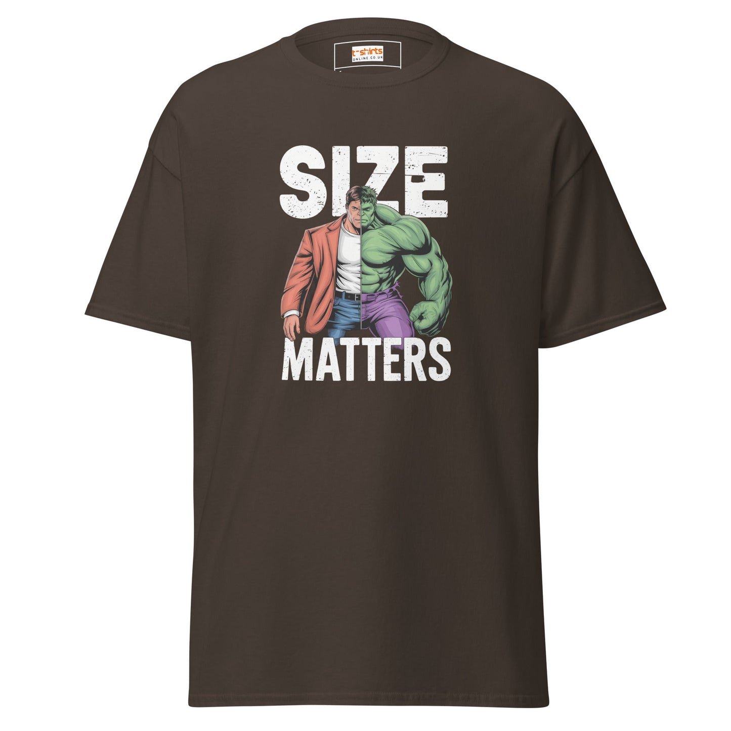 Size Matters T-Shirt Funny Superhero Parody Graphic Tee Men’s Cotton
