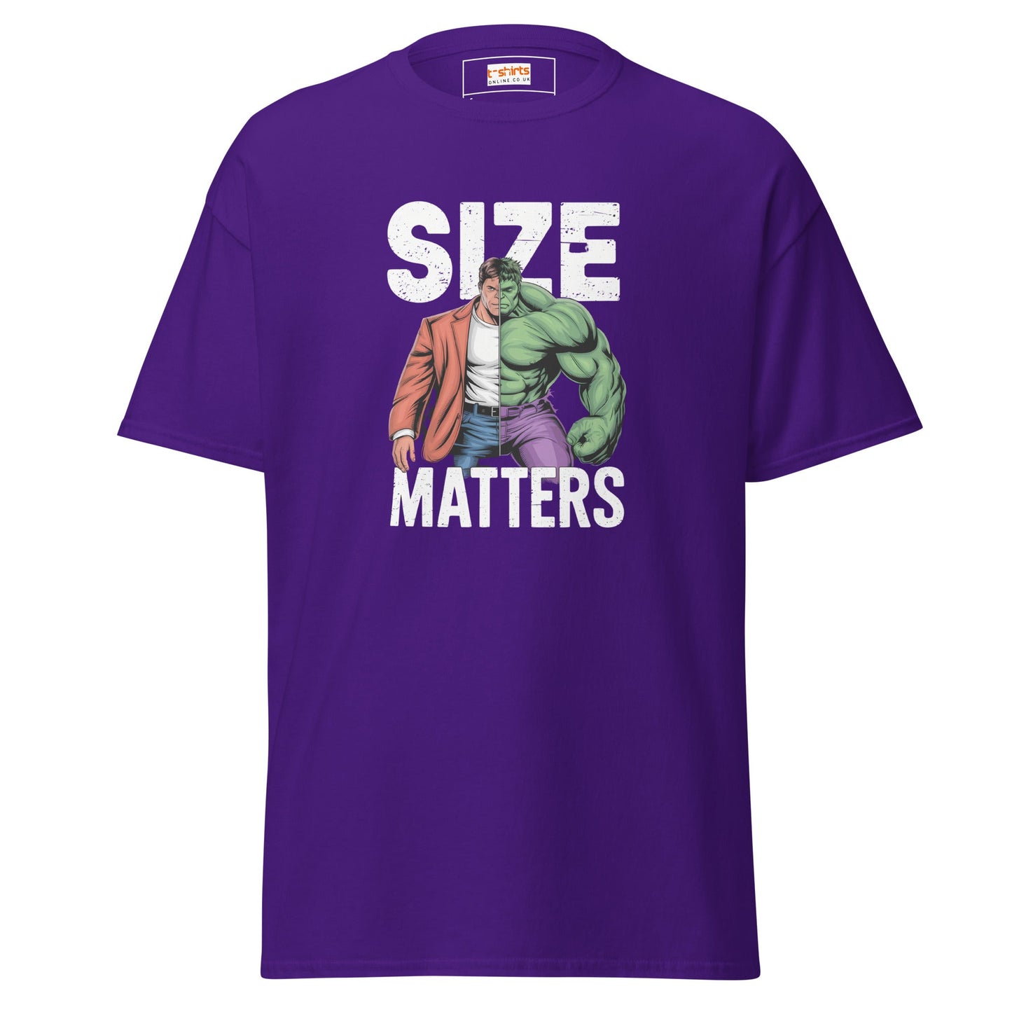 Size Matters T-Shirt Funny Superhero Parody Graphic Tee Men’s Cotton