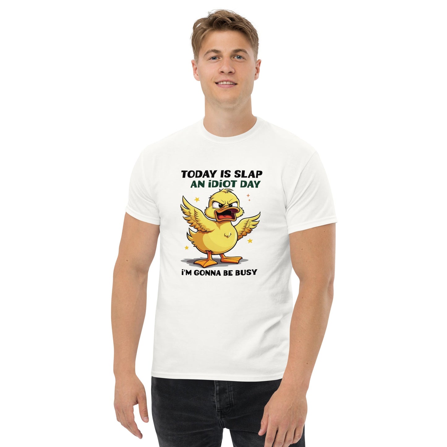 Slap An Idiot Day Duck T-Shirt – Funny Quirky Animal Graphic Tee