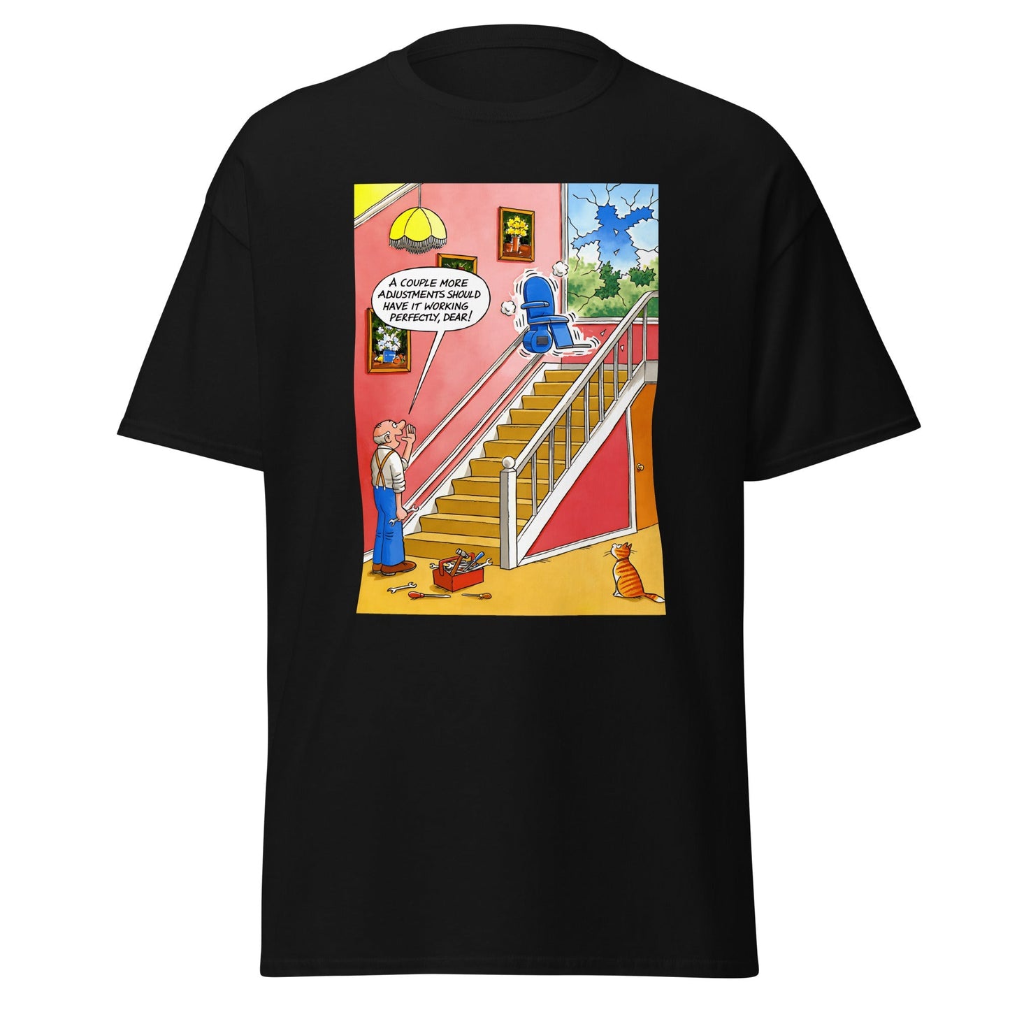 Stairlift Meme Graphic Tee – Soft Cotton Casual Meme Shirt