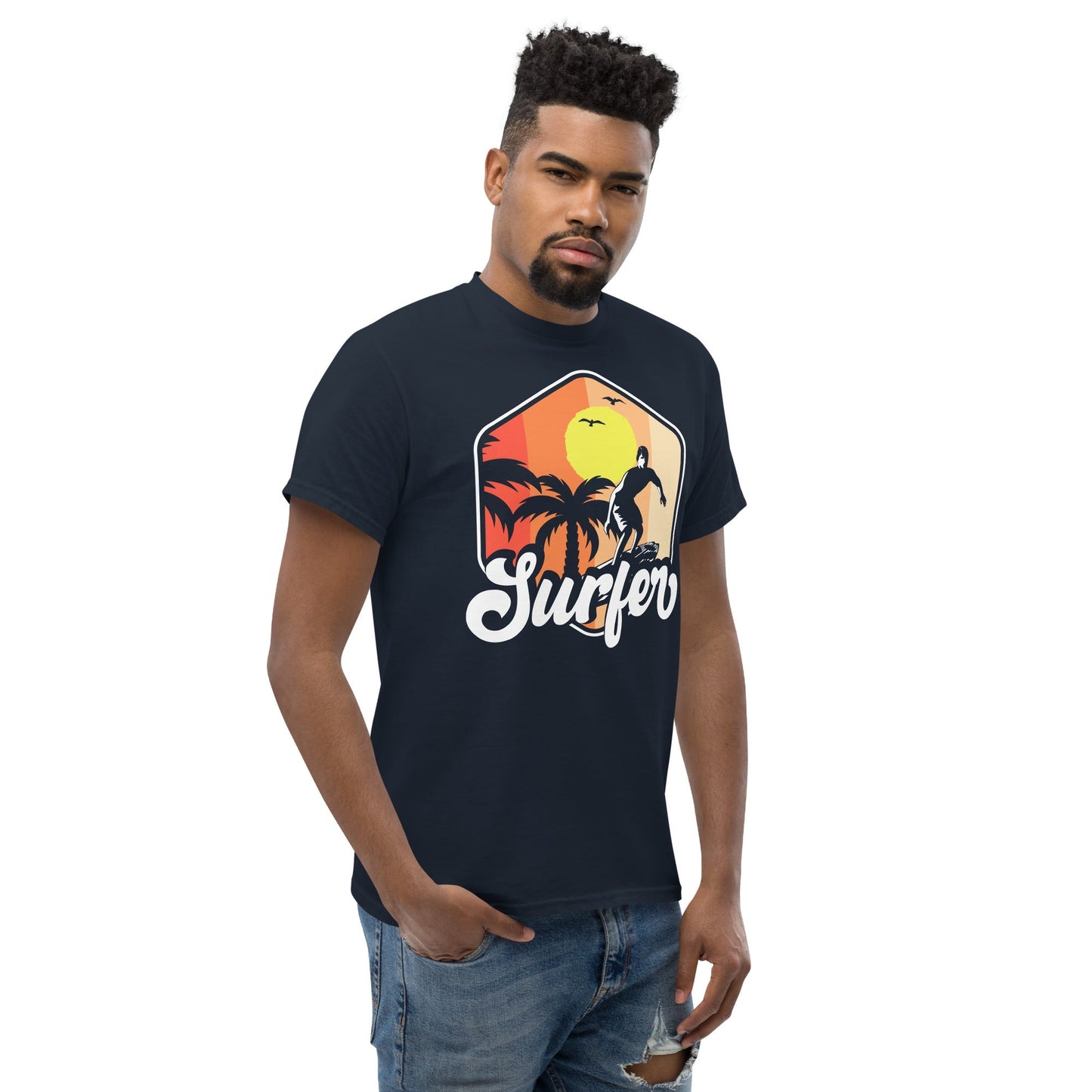 Surfing T‑Shirt Beach Vibes Wave Rider Graphic Cotton Tee