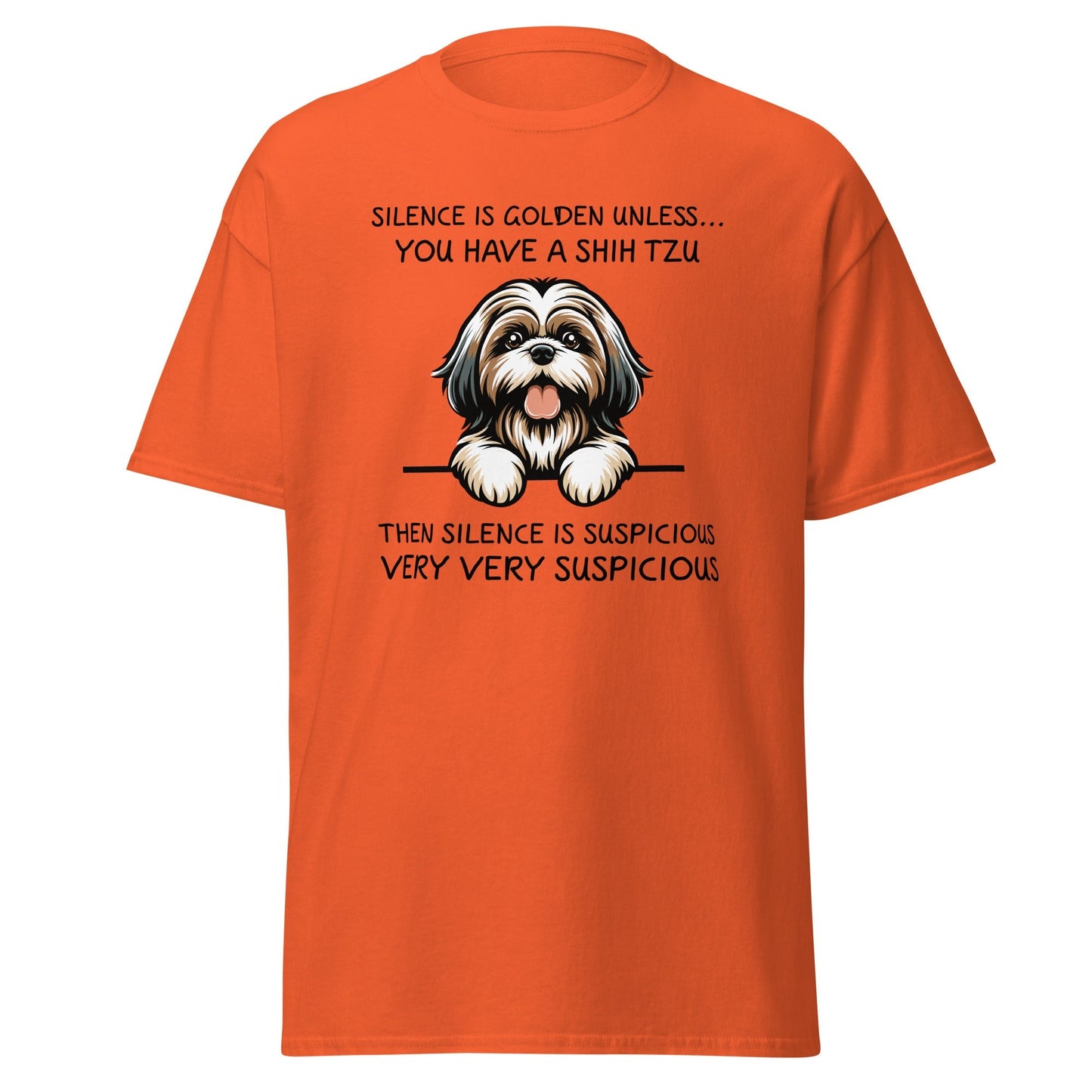 Suspicious Shih Tzu T-Shirt – Funny Dog Lover Graphic Cotton Tee