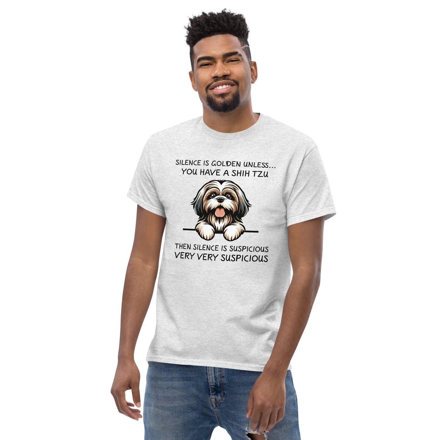 Suspicious Shih Tzu T-Shirt – Funny Dog Lover Graphic Cotton Tee