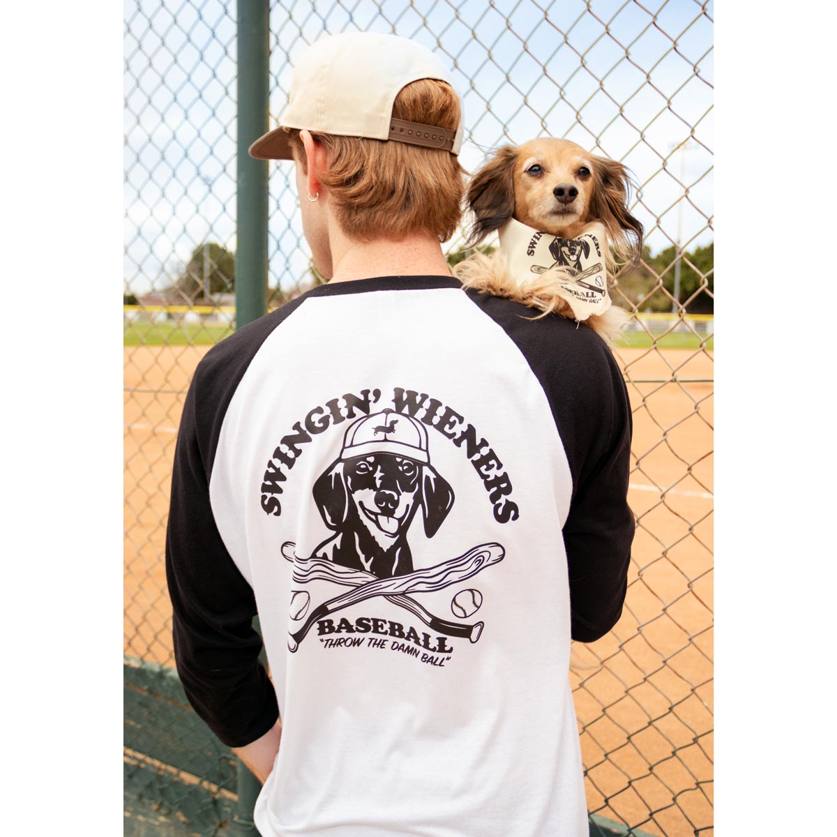 swingin’ wieners baseball club unisex baseball tee