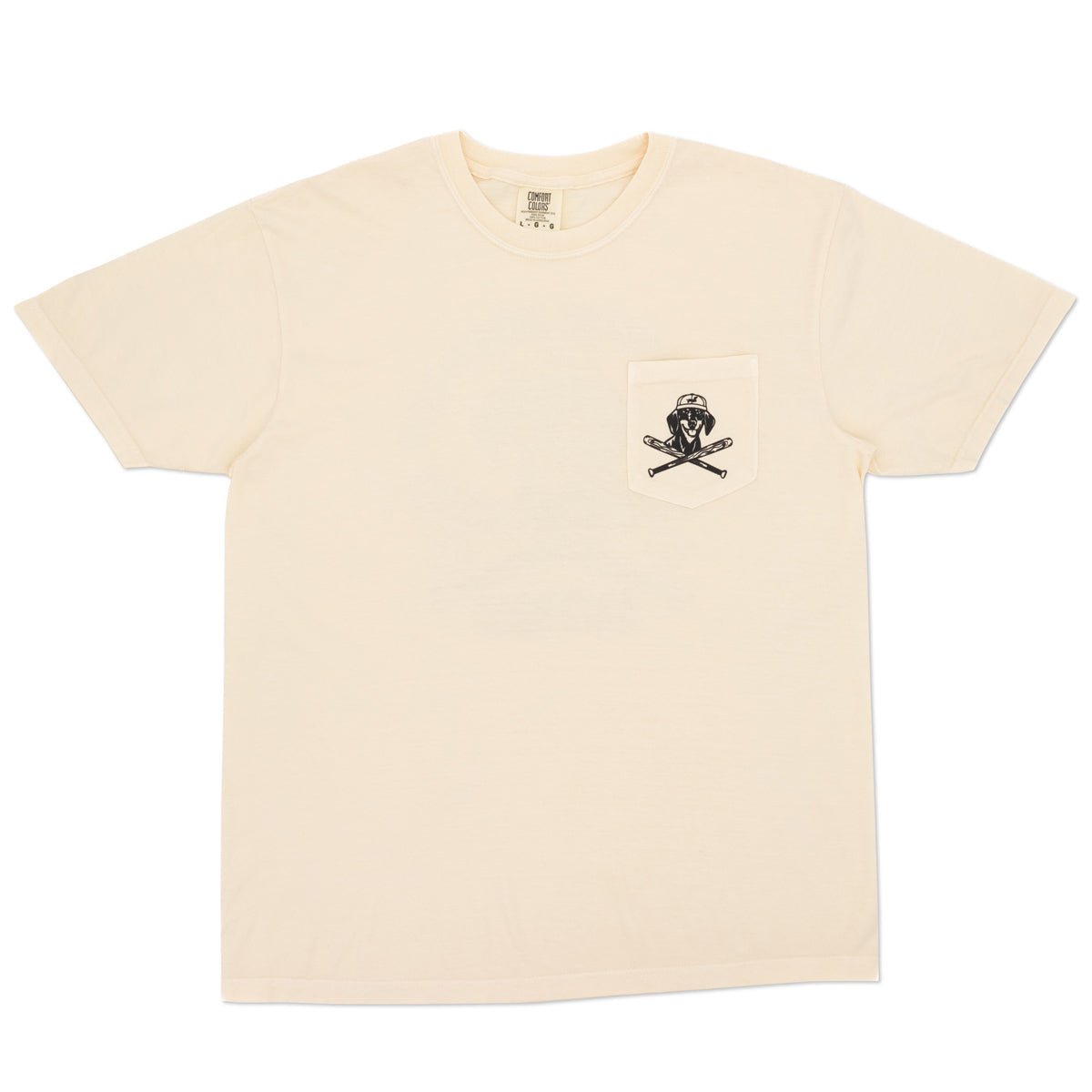swingin’ wieners baseball club unisex pocket tee | cream