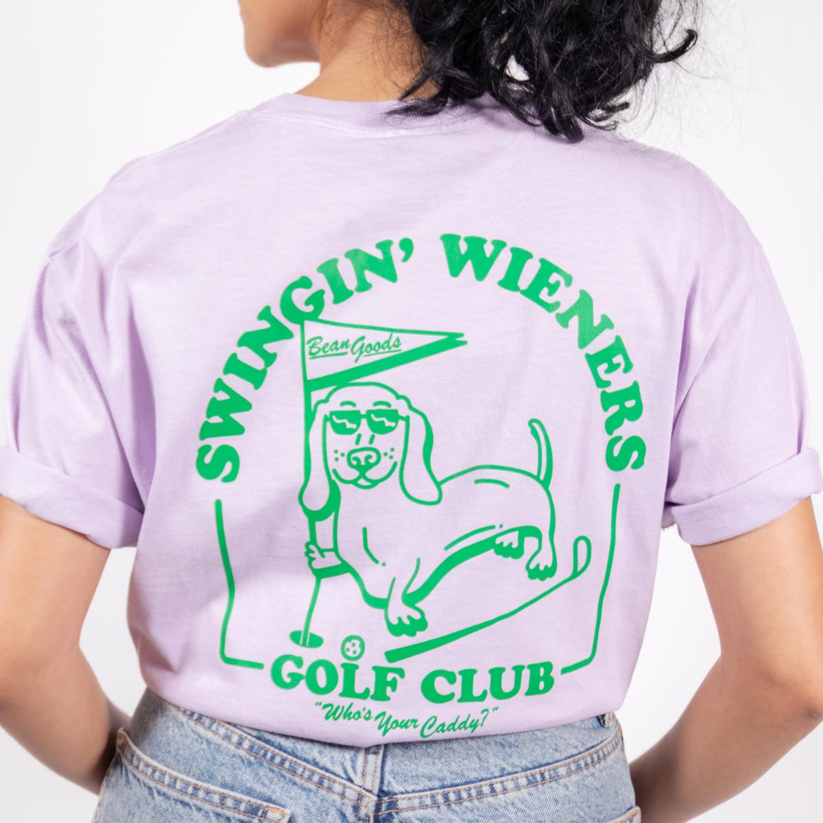swingin' wieners golf club unisex pocket tee | lavender