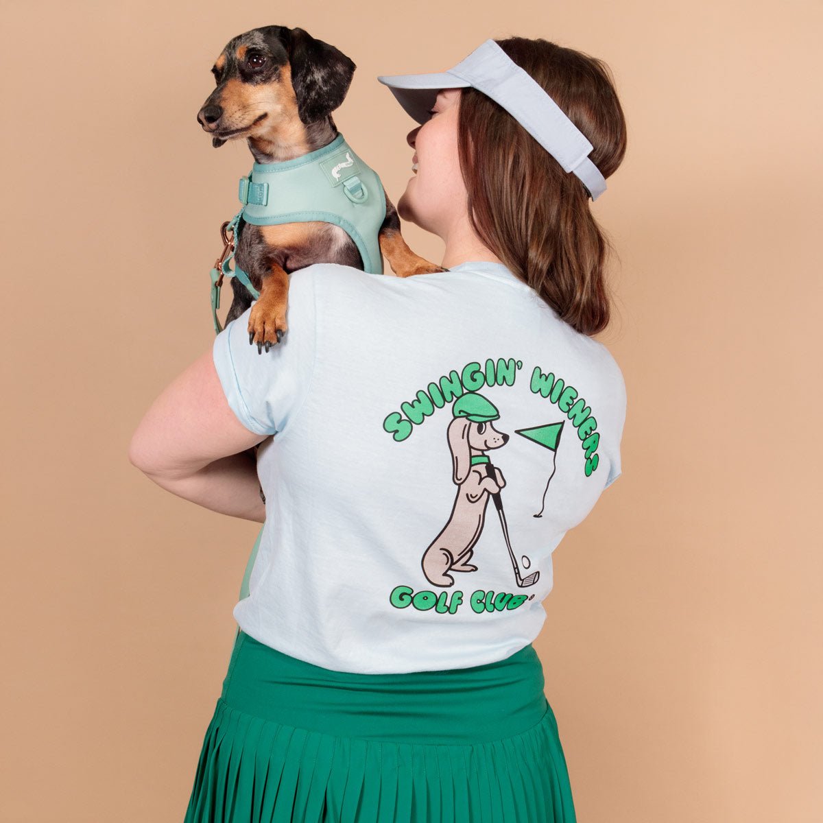 swingin’ wieners golf club unisex tee | blue bird