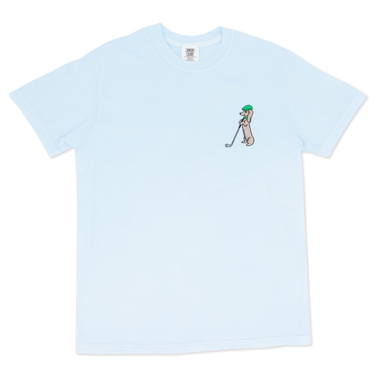 swingin’ wieners golf club unisex tee | blue bird