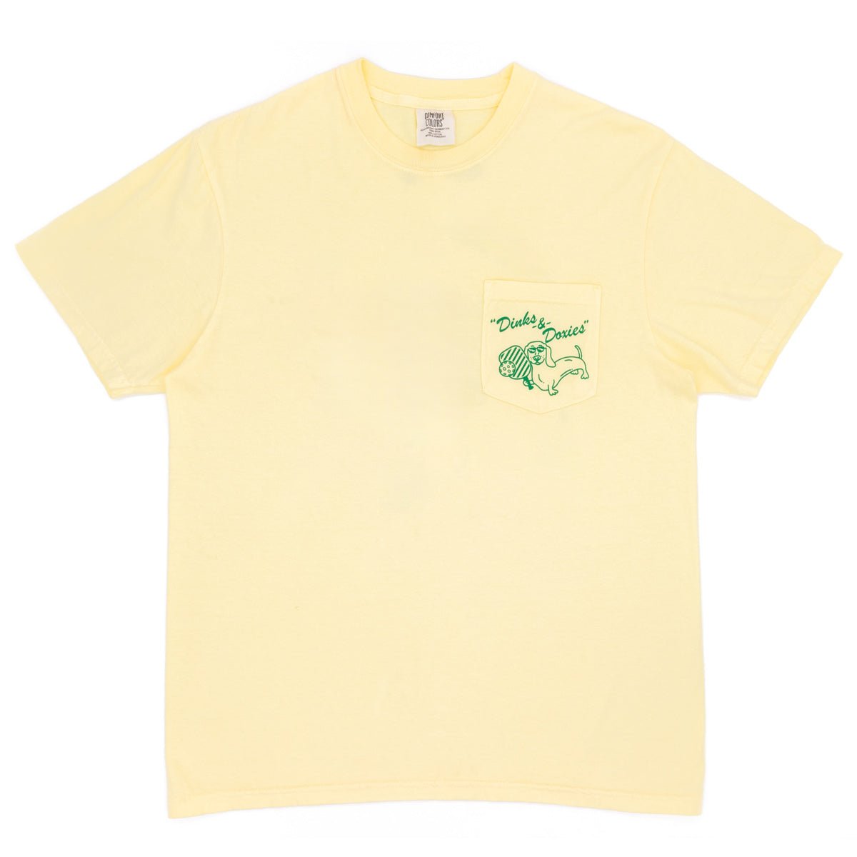 swingin’ wieners pickle ball unisex pocket tee | banana