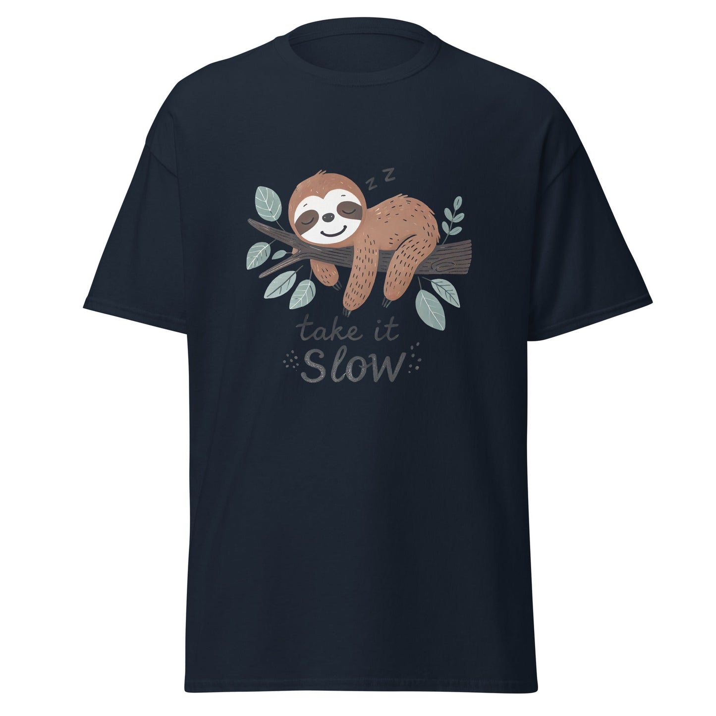 Take It Slow Sloth T‑Shirt Relaxed Lazy Sloth Graphic Unisex Cotton Tee