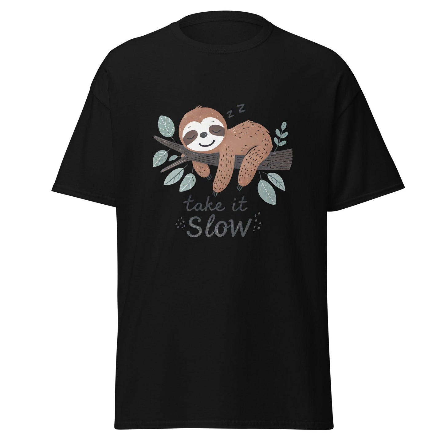 Take It Slow Sloth T‑Shirt Relaxed Lazy Sloth Graphic Unisex Cotton Tee