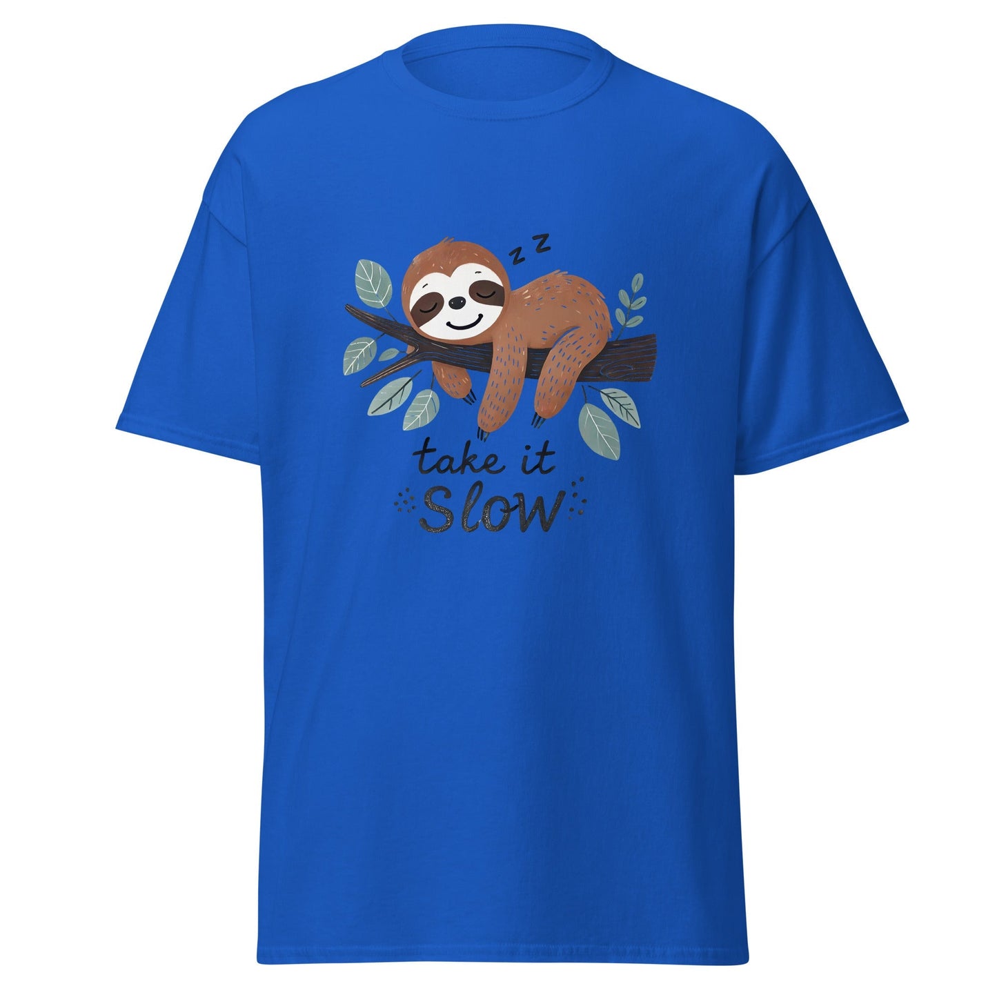 Take It Slow Sloth T‑Shirt Relaxed Lazy Sloth Graphic Unisex Cotton Tee