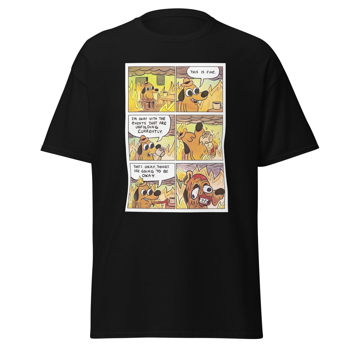 This Is Fine Meme Graphic Tee – Soft Cotton Casual Meme Shirt