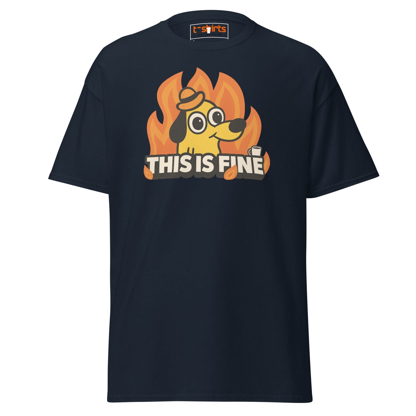 Internet Classic T‑Shirt This Is Fine Meme Dog Graphic Cotton Tee