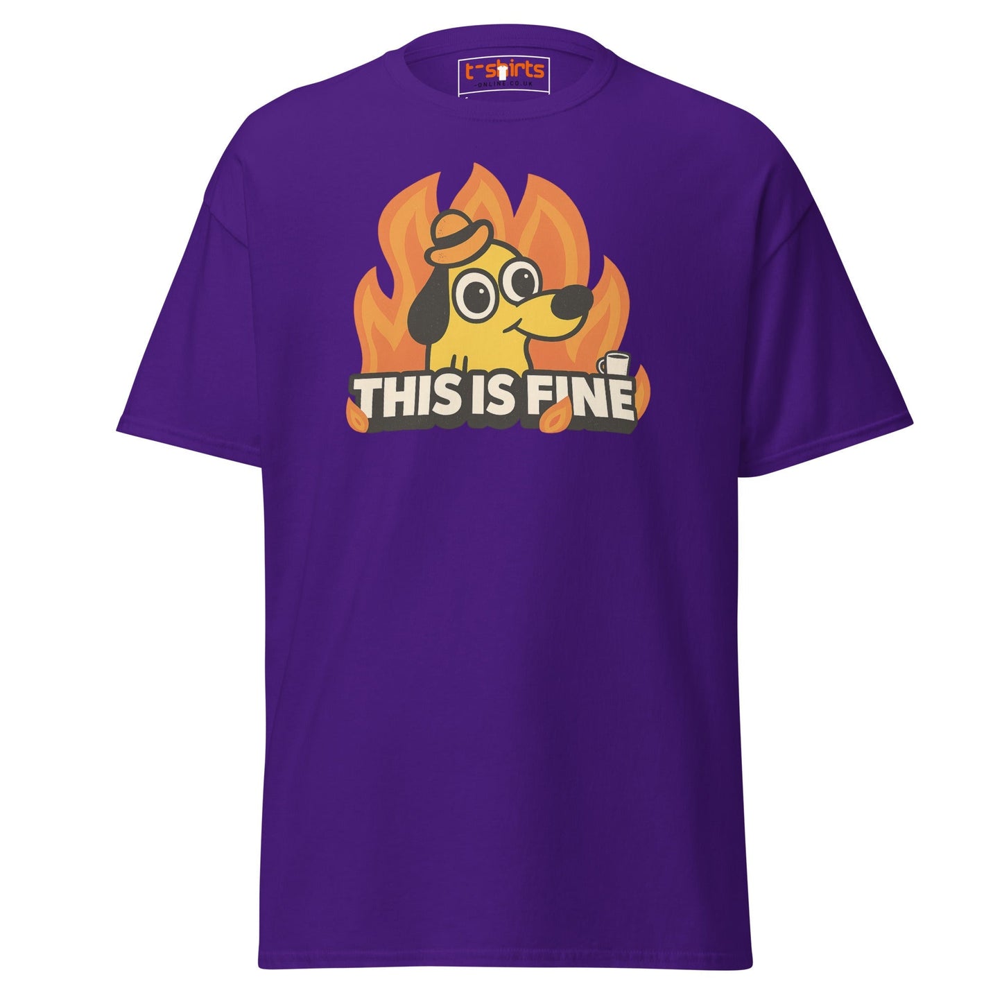 Internet Classic T‑Shirt This Is Fine Meme Dog Graphic Cotton Tee