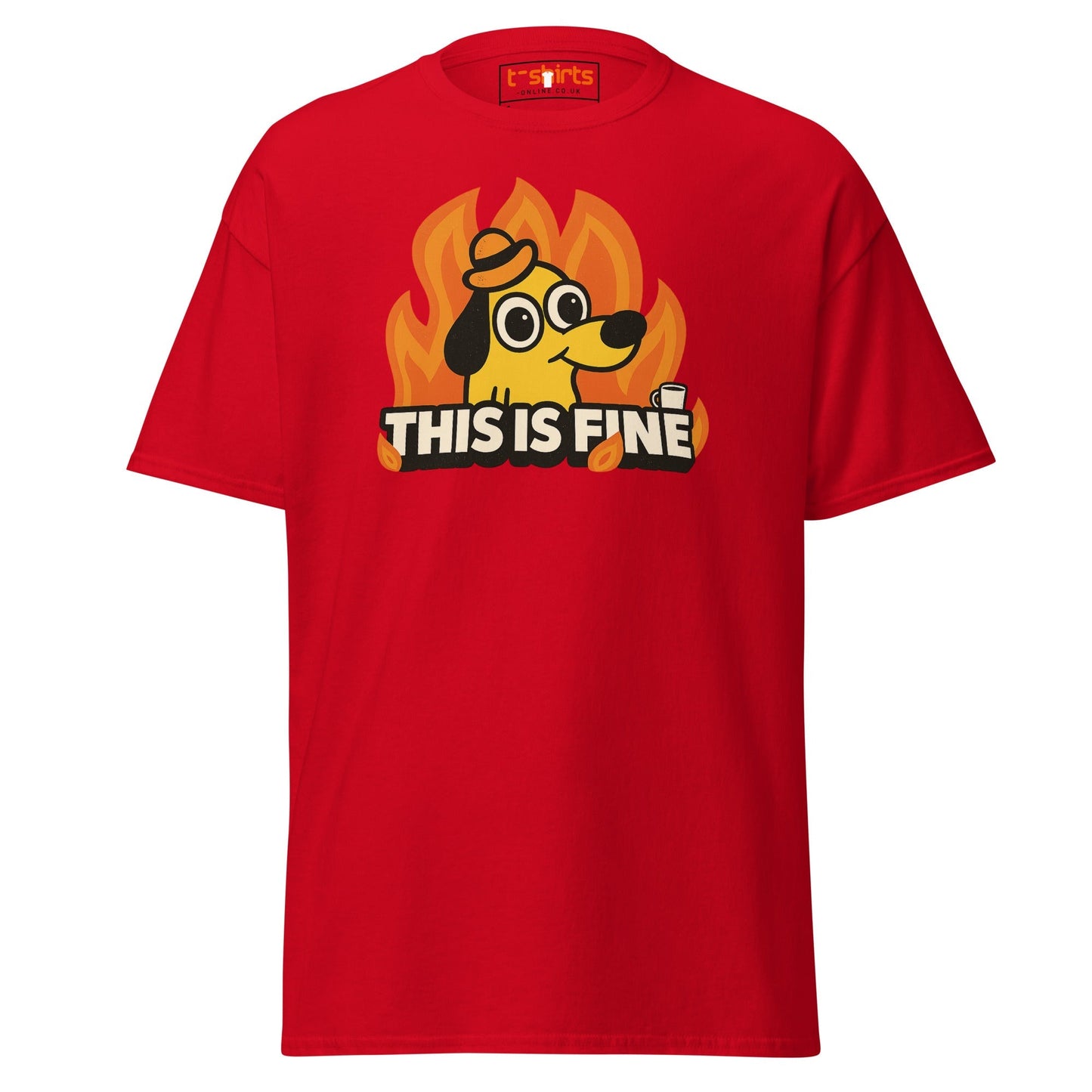 Internet Classic T‑Shirt This Is Fine Meme Dog Graphic Cotton Tee