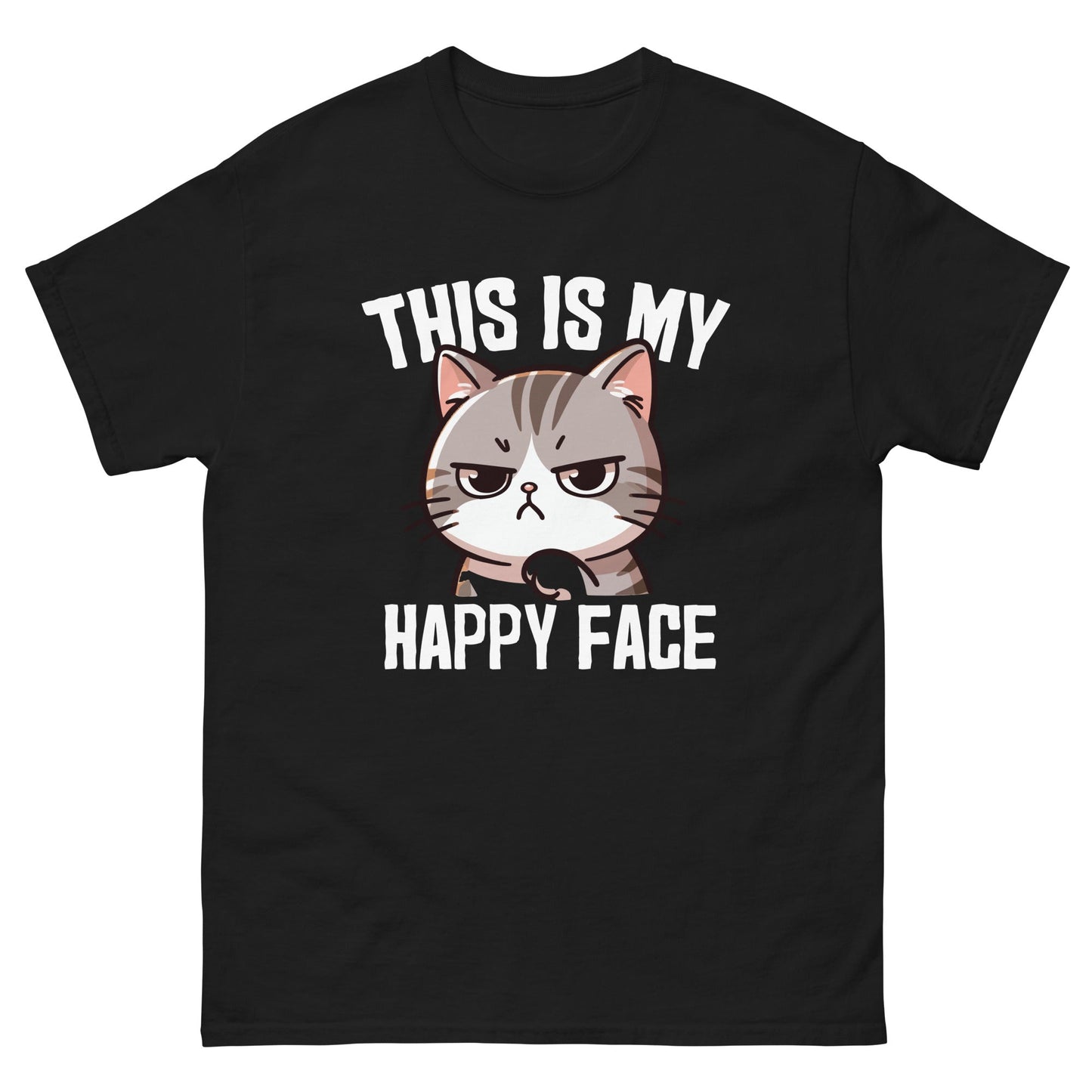 Grumpy Cat T-Shirt This Is My Happy Face Funny Animal Graphic Tee
