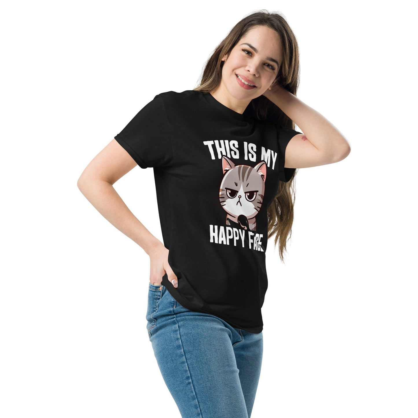 Grumpy Cat T-Shirt This Is My Happy Face Funny Animal Graphic Tee