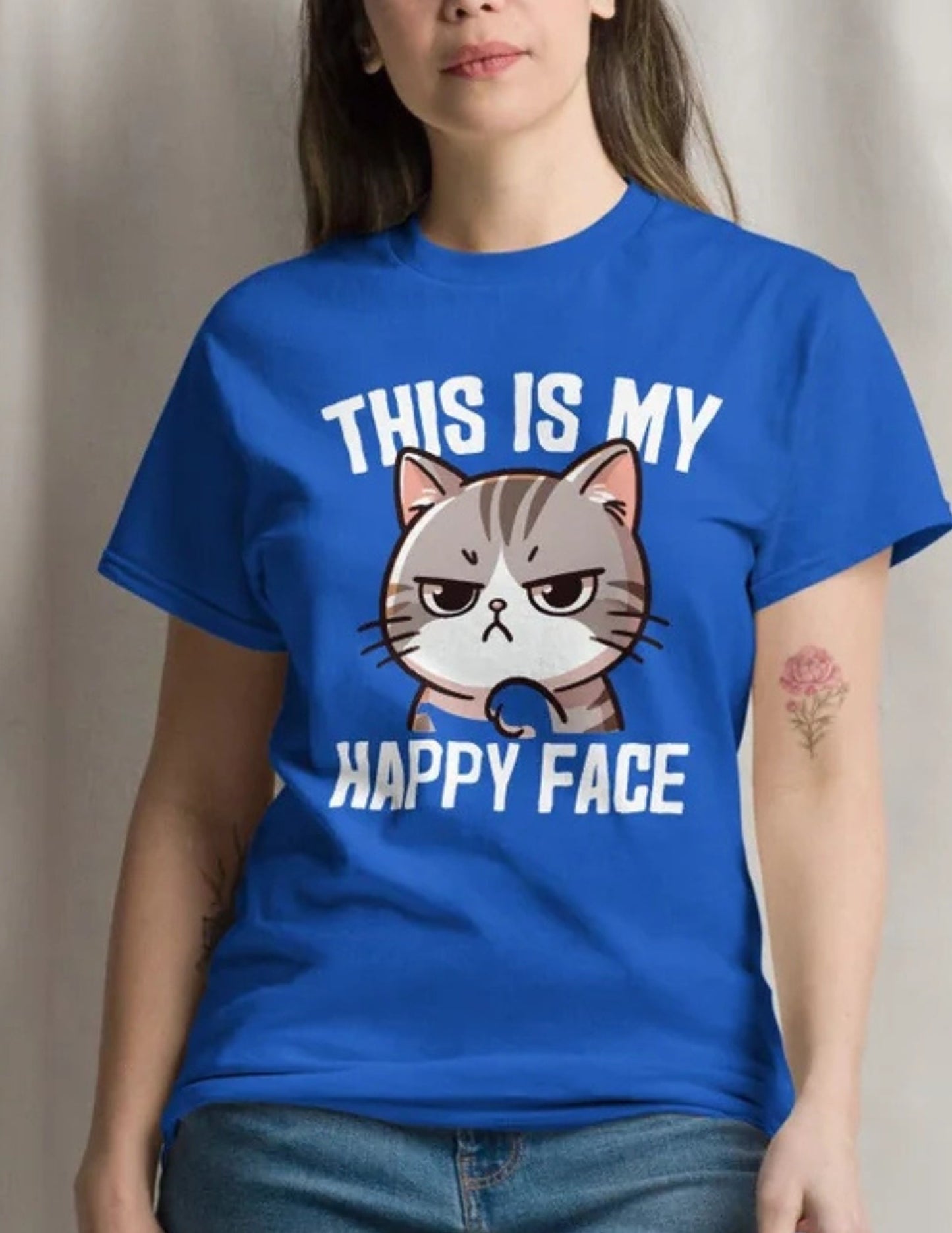 Grumpy Cat T-Shirt This Is My Happy Face Funny Animal Graphic Tee