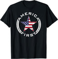 [100% Cotton]AMERICA FIRST USA FLAG AMERICAN STAR ROUNDEL PATRIOT TEE T-Shirt