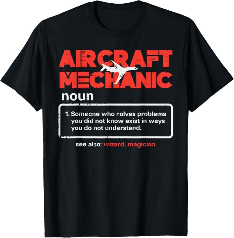 100% Cotton Aircraft Mechanic Definition Airplane Technician Men Women T-Shirt