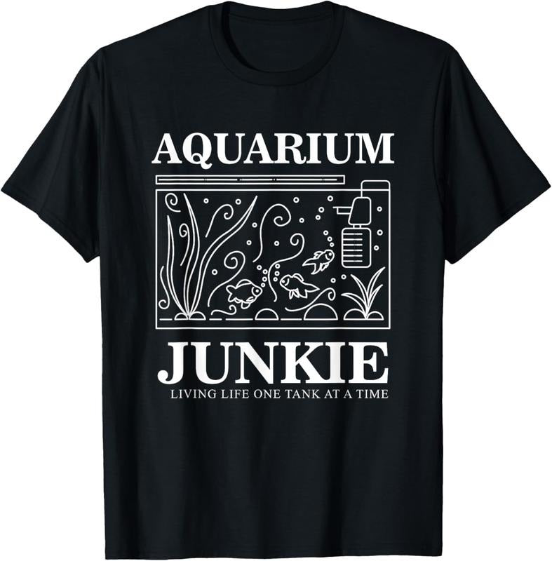 100% Cotton Aquarium Junkie Gift Aquarist Tank Fish Keeping Lover T-Shirt