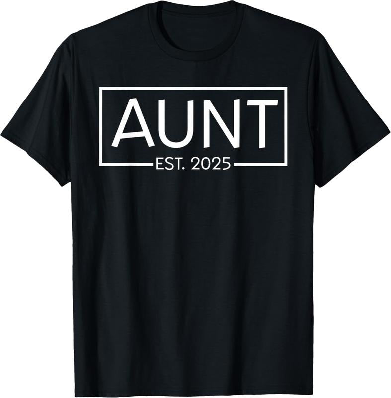 100% Cotton Aunt Est 2025 For New Aunt Expecting  Announcement T-Shirt