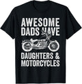 100% Cotton Awesome Dads Have Daughters And Motorcycle Father's Day 2024 T-Shirt