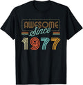 100% Cotton Awesome Since 1977 Year Of Birth Birthday T-Shirt