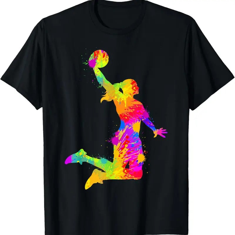100% Cotton Basketball Girl Women Girls T-Shirt