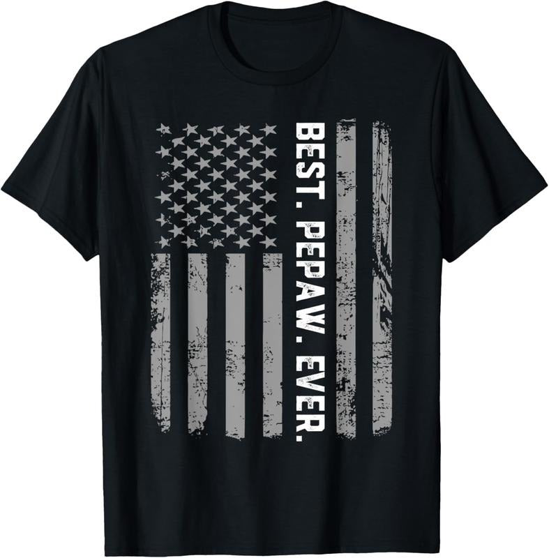 100% Cotton Best Pepaw Ever Vintage American Flag T Shirt T-Shirt